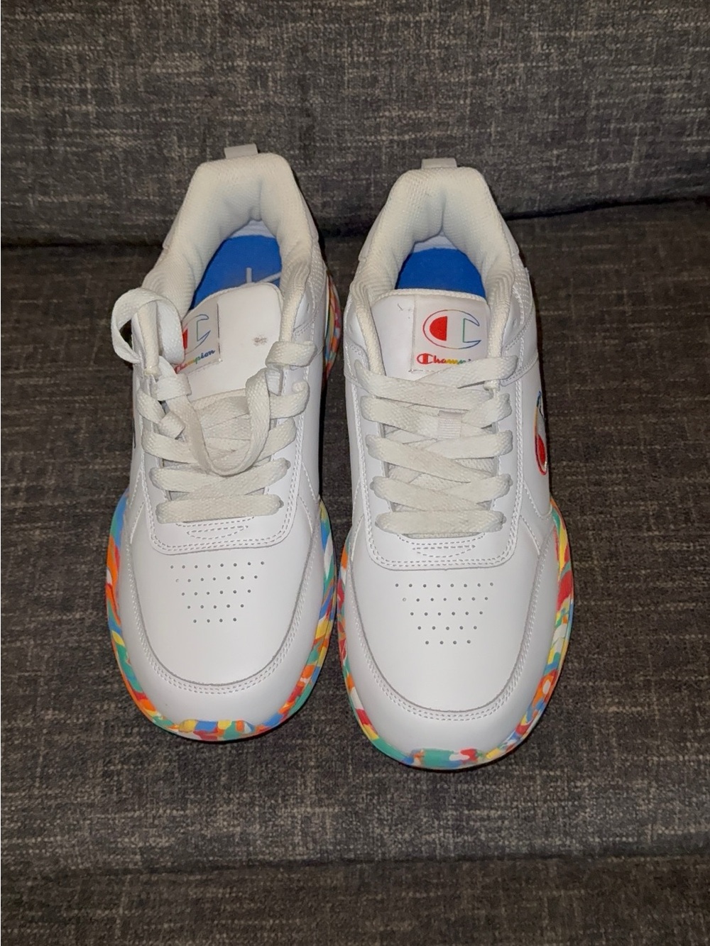 Champion White Women’s Sneakers with Multicolor Sole Accents